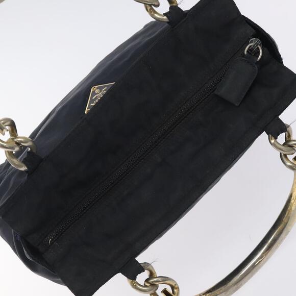 PRADA Hand Bag Nylon Black Gold - Picture 6 of 12
